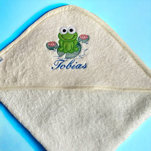 Baby hooded towel frog