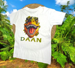 Kindershirt met T-rex dinosauruskop