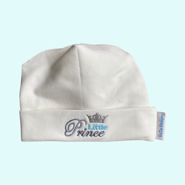 Ivoorkleurig babymutsje Little Prince of Little Princess
