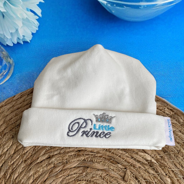 Ivoorkleurig babymutsje Little Prince of Little Princess