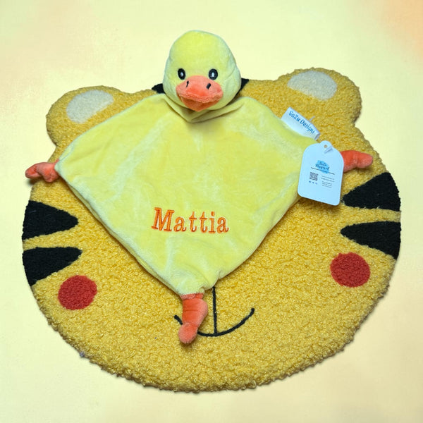 Gepersonaliseerd knuffeldoekje met eend en naam