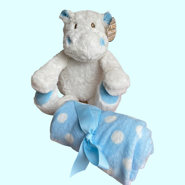 Hippopotamus cuddly toy with personalized blanket (Y/M)