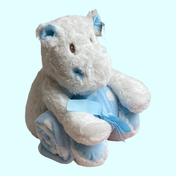 Hippopotamus cuddly toy with personalized blanket (Y/M)